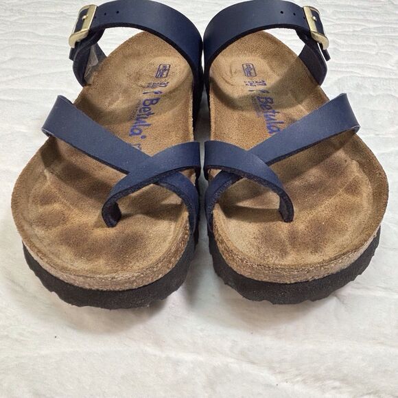 Birkenstock Betula Mia Leather Sandals Toe Loop Navy Blue Women’s 6 Narrow - Picture 2 of 8